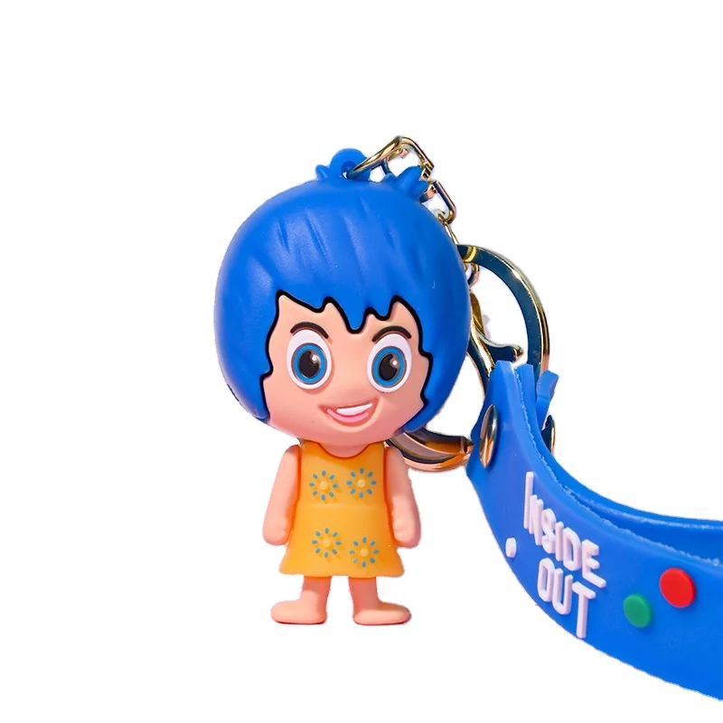 Gift keychain wholesale cartoon funny little blue girl three-dimensional rubber key chain