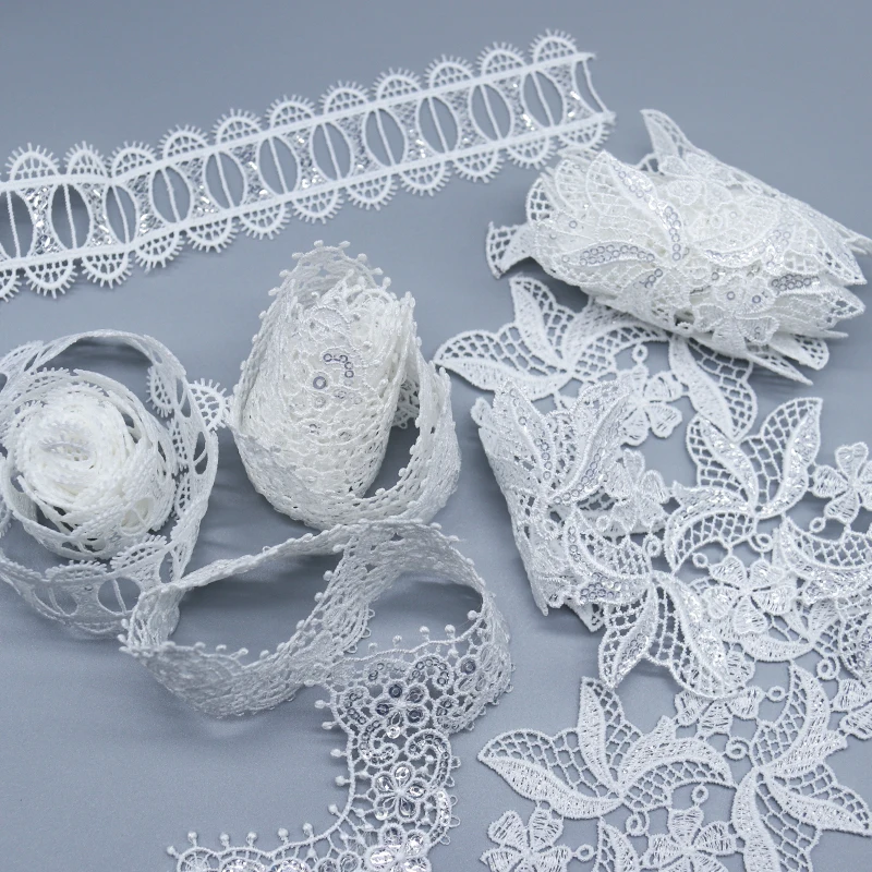 2024 newest flower ribbons 100% Polyester flower eyelet fabric lace trimming Water soluble lace for garment