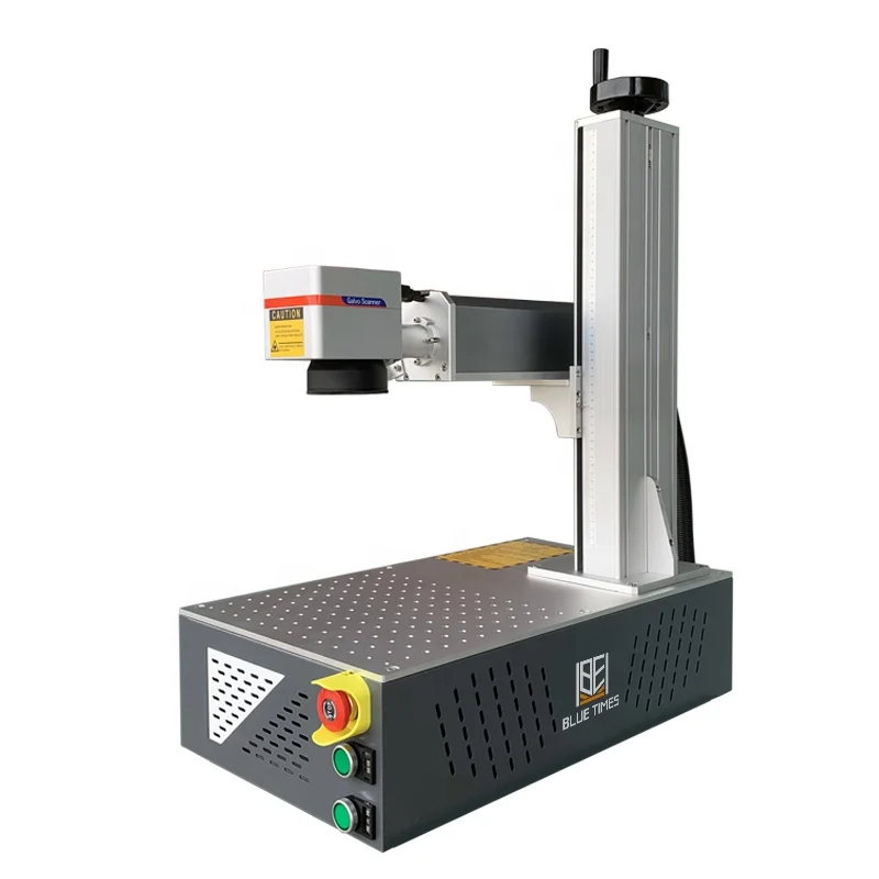 Bluetimes 30w 50w optical portable fiber laser marking machine with rotary