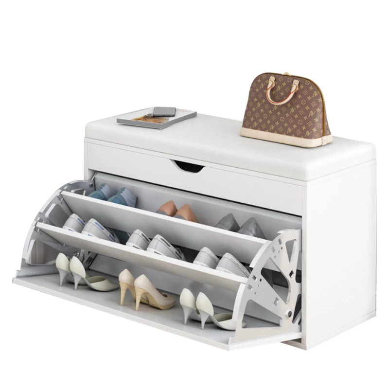 Haohe OEM China Manufacturer Modern Multi-Layer Wooden Shoe Rack Shelves Household Space Saving Shoe Cabinet with Seat for Entry