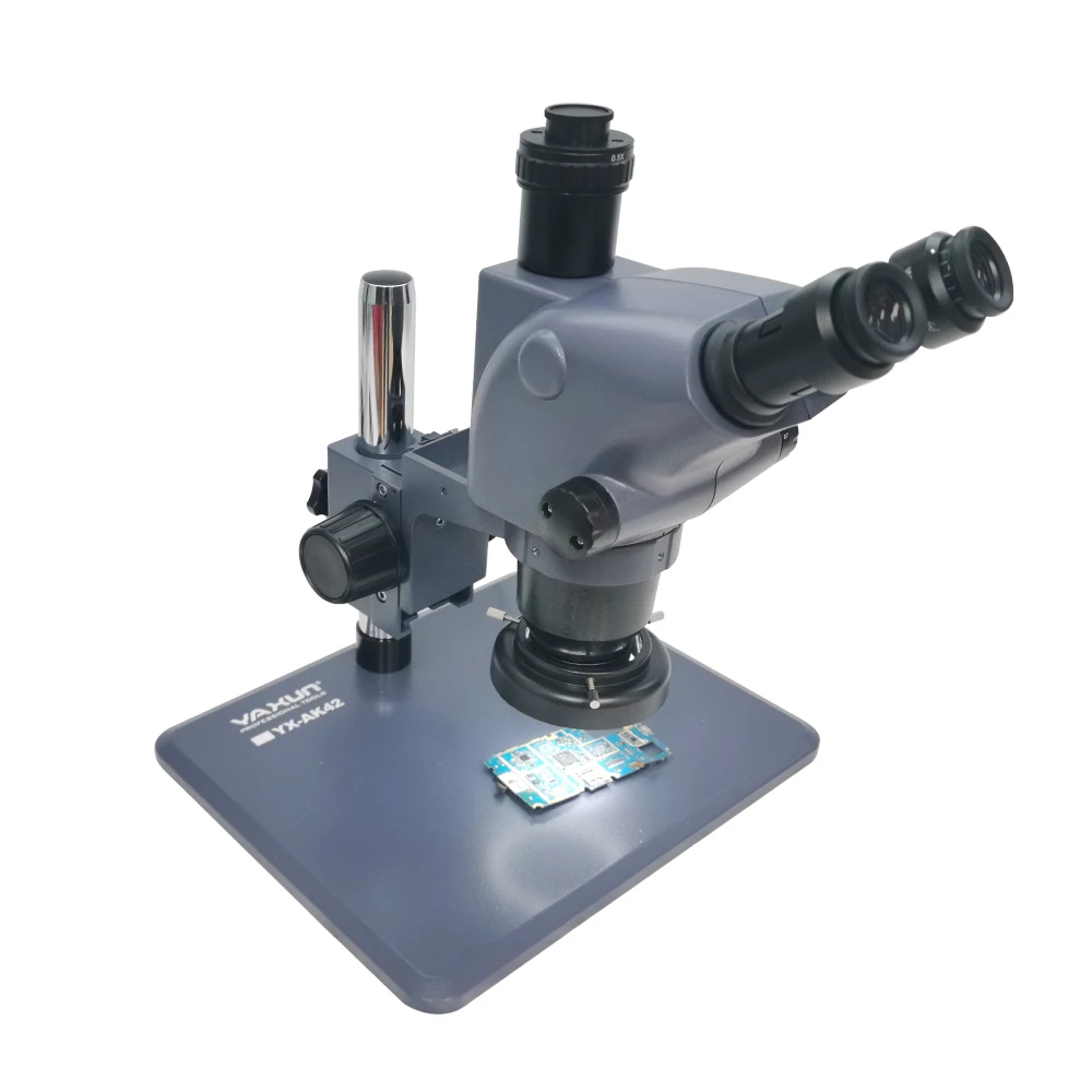 New YAXUN 6.5X-65X Trinocular Stereo Zoom Microscope For Phone PCB Motherboard Soldering Repair Simul-Focal  High Quality Lens