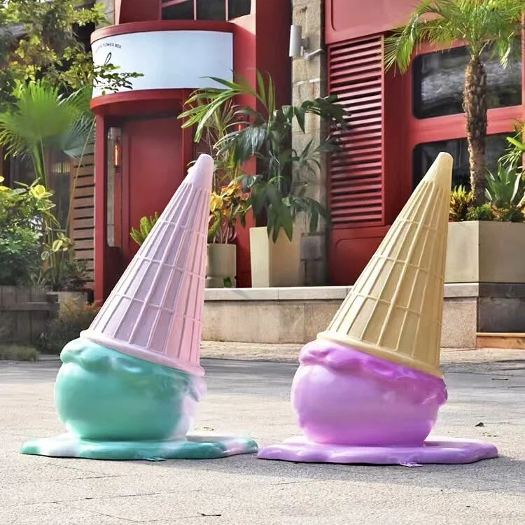 Large Outdoor Waterproof Fiberglass Ice Cream Statue Decoration Commercial Square Park Decoration Ice Cream Fiberglass Sculpture