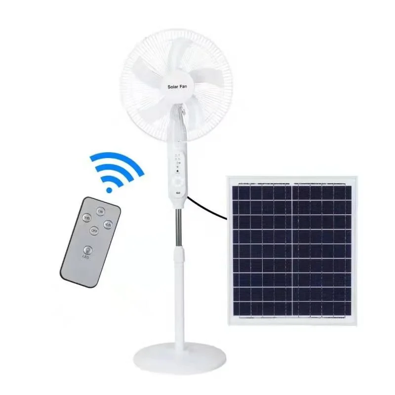 HOT Sale AC DC Solar Rechargeable Stand Fan  Remote  Control Solar Fan With Night Light