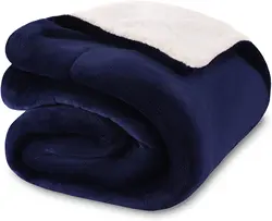 Factory Outlet Sherpa Wool King Bed Blanket - Navy Blue Thick Fleece Warm Soft Queen Blanket King Size