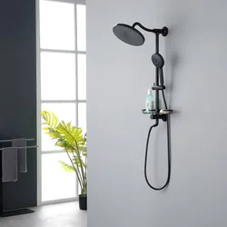 Shower Faucet Set 9 Inch Rainfall Shower Head With Adjustable Slide Bar Soap Dish Shower System With Handheld