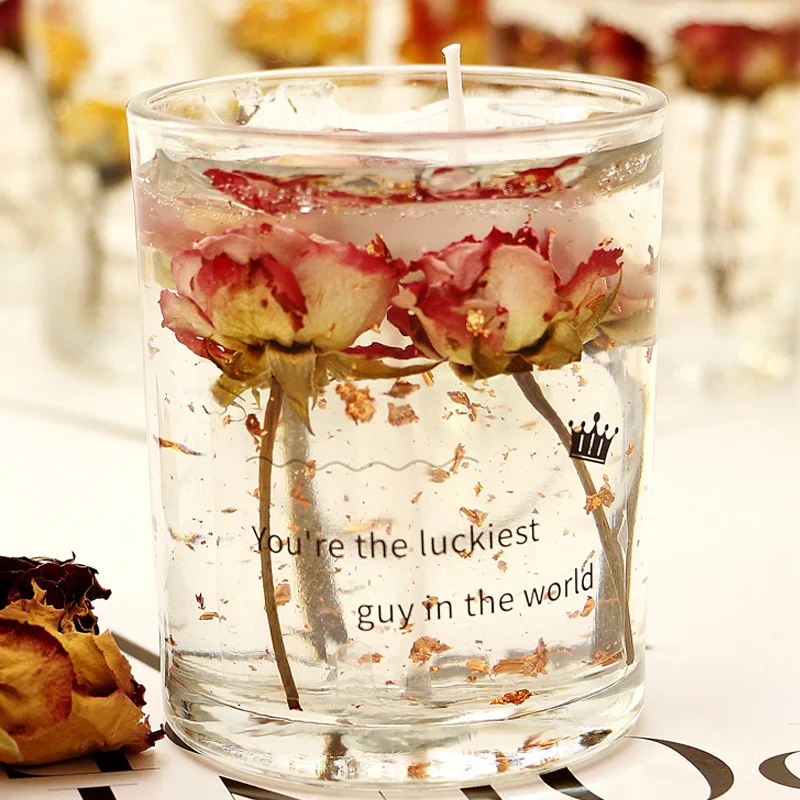 
Jelly candles environmental protection dry flower scented candles with hand gift candles glass jar 