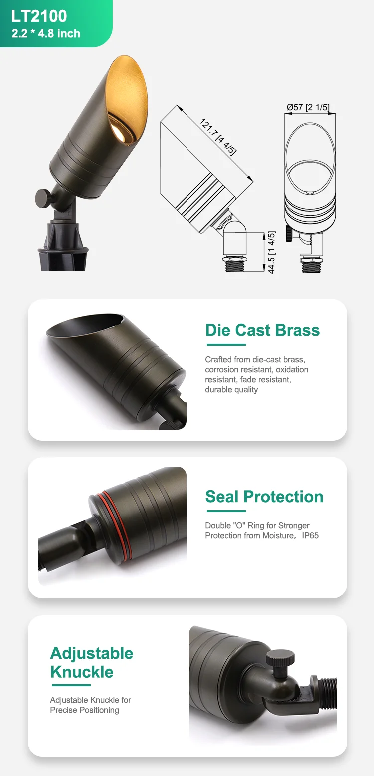 High Quality Solid Brass 12V Low Voltage Landscape Spot Lights Waterproof Yard Lawn Tree Garden Lighting Spike UP Light