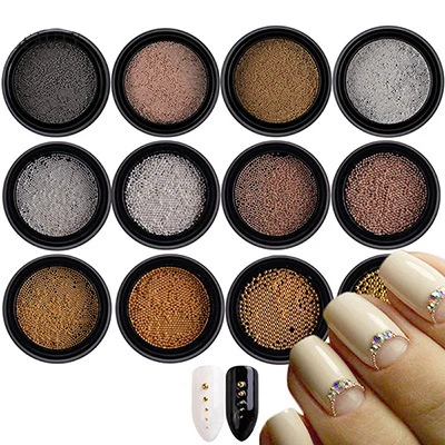 0.6\0.8\1\1.5\2 mm Mini Small Stainless Steel Beads Nails Art Decorations Gun Grey Rose Gold Caviar DIY Tool Nail Studs