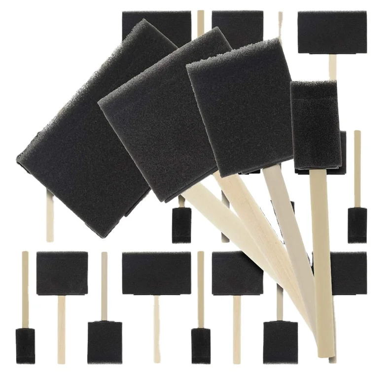 Package of 50 pieces  Polyester foam brush, sponge handle brush paint, right angle brush