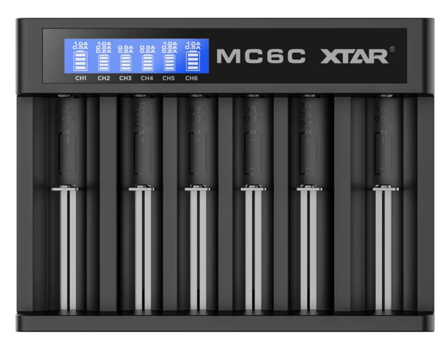  XTAR все-Совместимость 6-слот ЖК смарт-зарядное устройство для литий-ионного аккумулятора