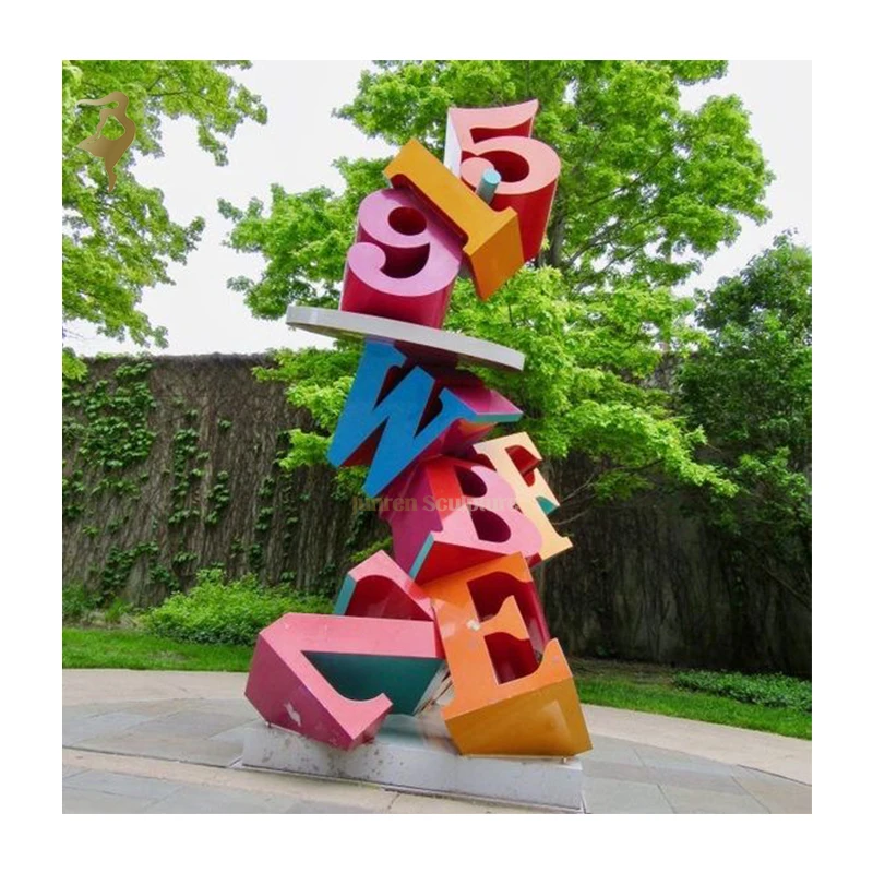 Custom made square design metal art word statue love letter stainless steel sculptures for outdoor