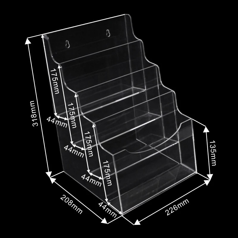 Custom 4 tiers tabletop clear acrylic  A4 brochure magazines display holder books organizer display stand