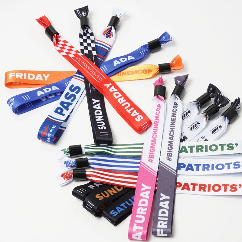 Polyester Printed Wristband Event Tickets Fabric Bracelets Custom Logo promotional wristbands sports wristband with custom logo