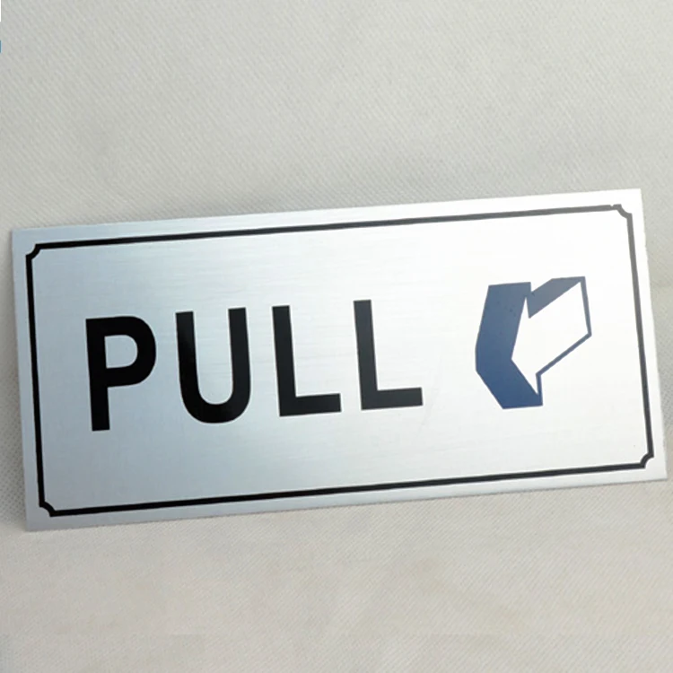 Metal Prints Brush Sliver Aluminum Enter Warning Tin Sign Metal Plate back adhesive door name plate Metal Arrow Nameplate