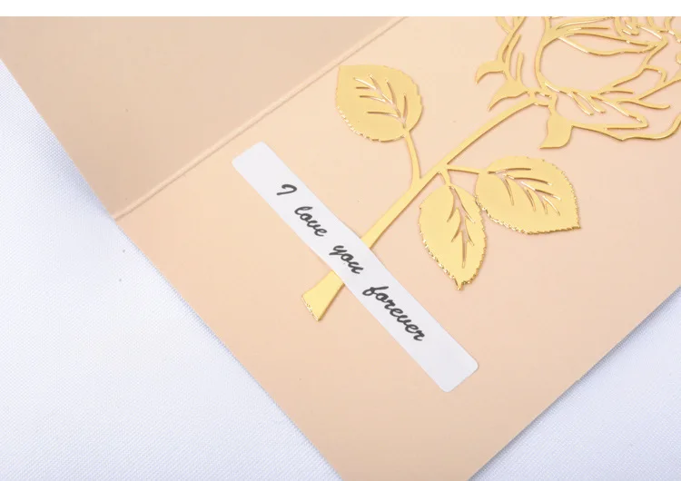 Custom Creative Metal Bookmark Hollow Bookmark with Beautiful Card Rose Stainless Steel Bookmark