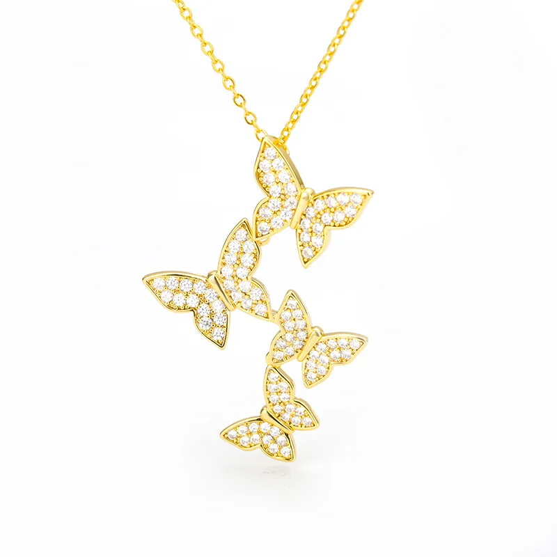 DuoYing OEM Halskette Pendant Gold Choker Stainless Steel Zircon Charm Jewelry Butterfly Necklace