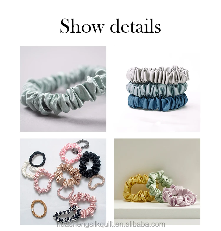 100% Pure Natural Real Hair Ties Women Silk Scrunchies for Ponytail Holder