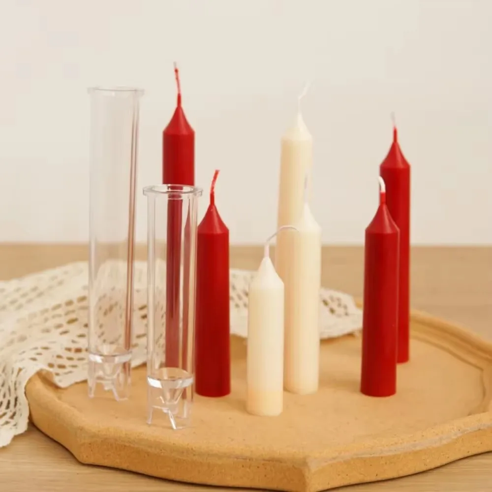 2 Set Acrylic Taper Candle Mold Crystal Candlestick Holders Wedding Christmas Table Decor Column Candle Lanterns Candle Making