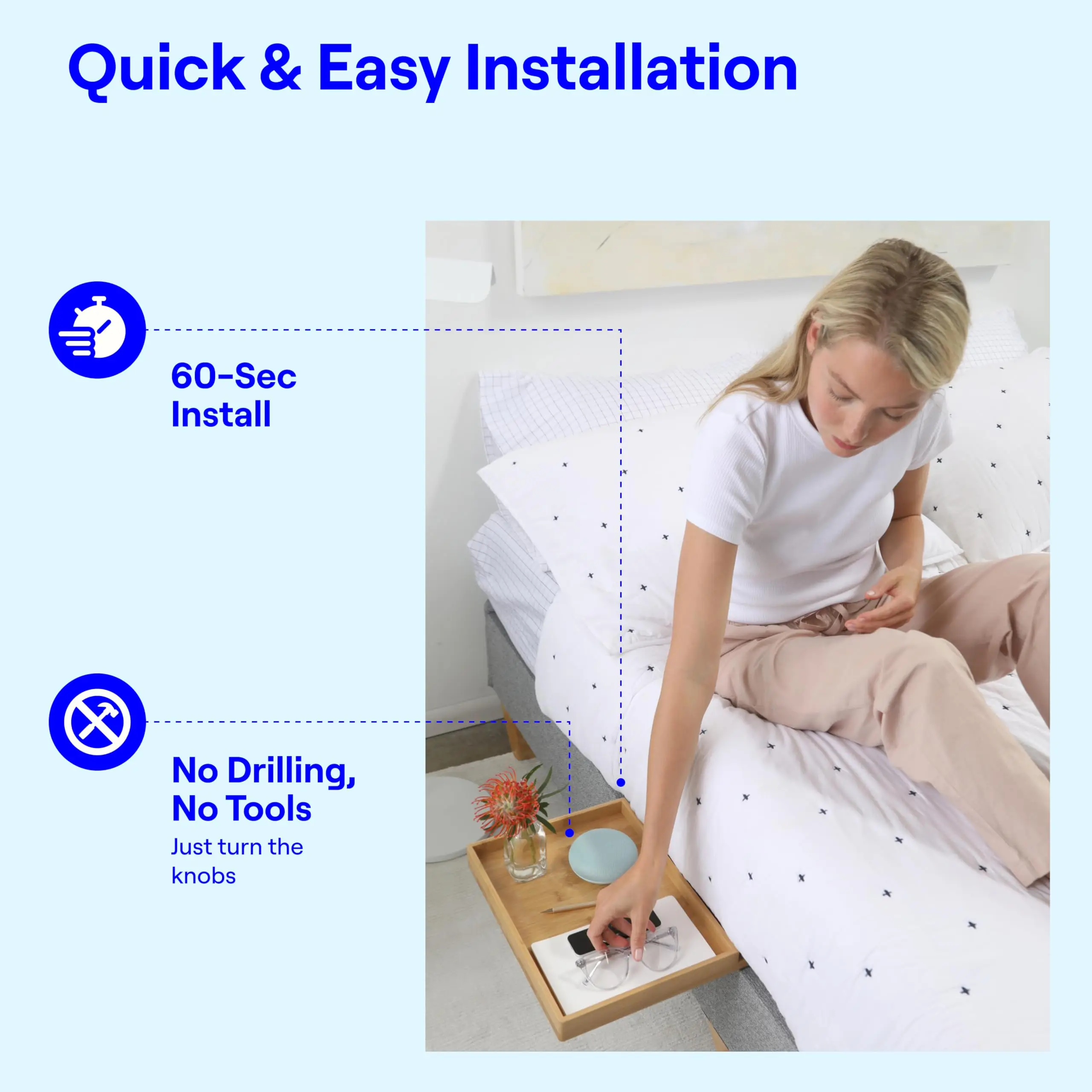 Custom Bedside Storage Shelves Bed Side Table Floating Nightstand Organizer Adjustable Bamboo Shelf For Bed Top Bunk