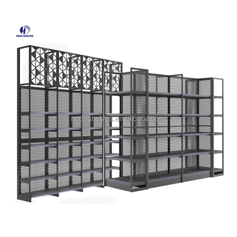 Wholesale Freestanding Gondola Wire Shelving Unit Convenience Store Rack For Sale