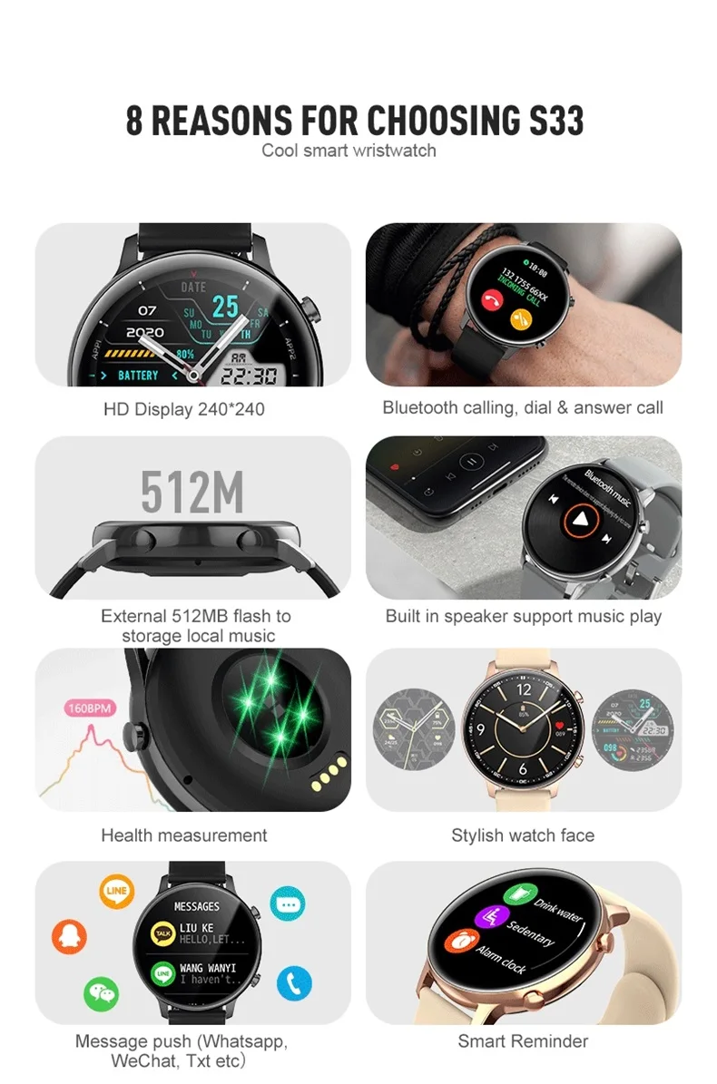 1.28 Inch Touch Screen Smartwatch S33 MTK2502 Chip BT Call Customized Dial Sport Fitness Tracker Music Player Smart Watch (2).jpg