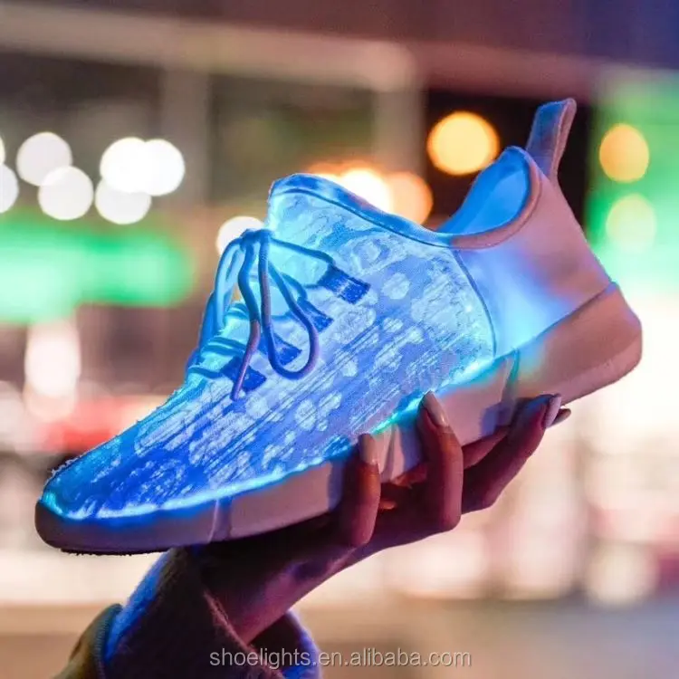 cheap shoes accessories charging Optical fiber colorful LED lighting shoes man women sneaker shoes