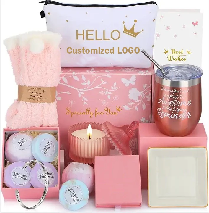 Hot Selling Beautiful Aromatherapy Spa Gift set, Beauty self care towel soap aroma bath bomb candle set, Luxury valentine gifts