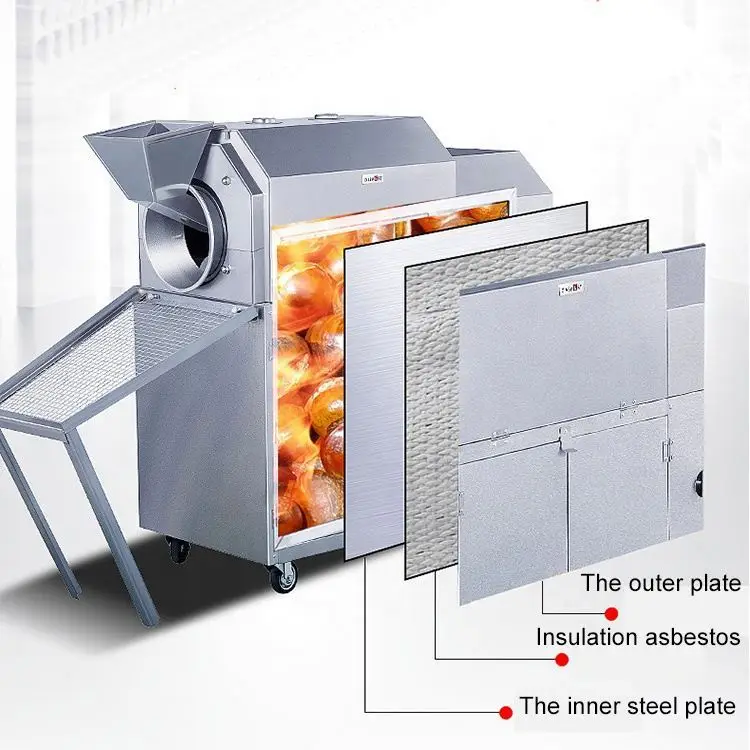 Машина для жарки кешью из нержавеющей стали газовая вращающаяся барабанная машина орехов арахиса миндаля