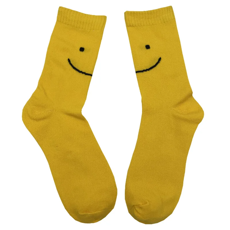 
Yellow Lovely Plain Sock Cotton Hosiery Pretty Smiling Face yiwu Sock 