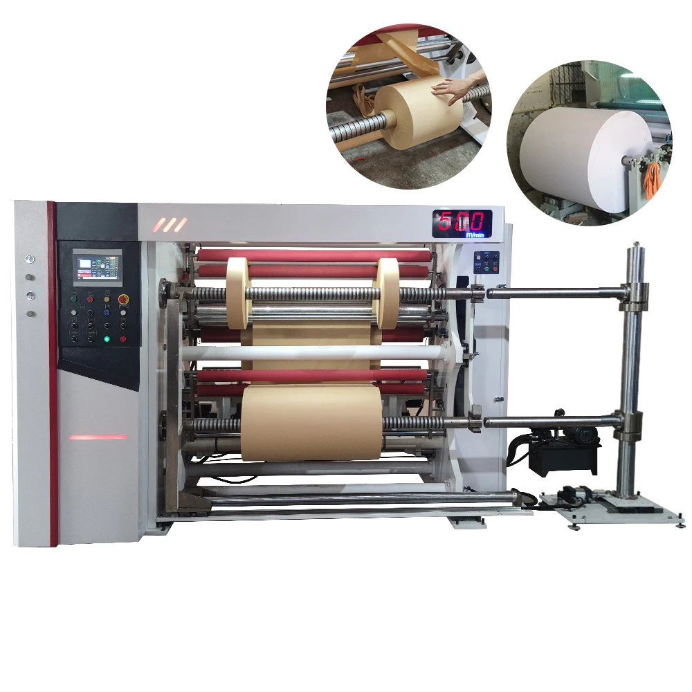register adhesive paper roll to roll rewinding slitter machine with slitting knife