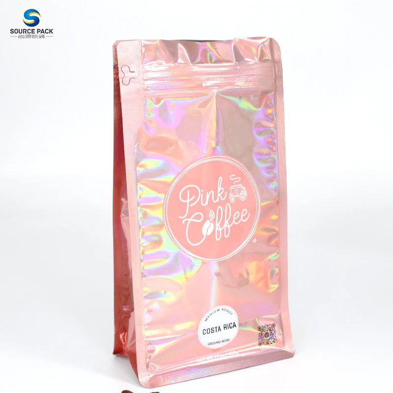 Valve Seal Resealable Holographic Packing Printed Pouch Zip Lock Custom Ziplock Zipper Logo Mylar Packaging Plastic Coffee Bag