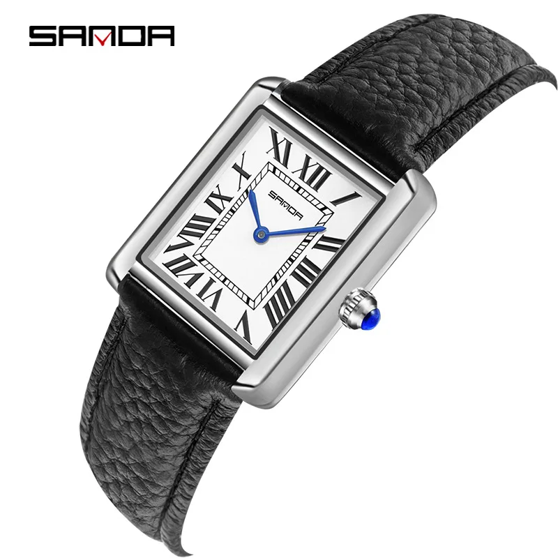 New OEM/ODM SANDA 1108M/9031L Classic Roman Scale Couple Quartz Watch Genuine Belt Quartz Watch for Men and Women