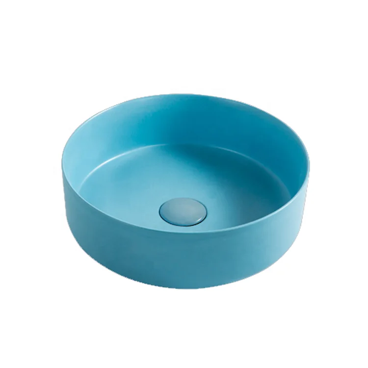High end matte black counter top wash basin round ceramic art basin for hotel