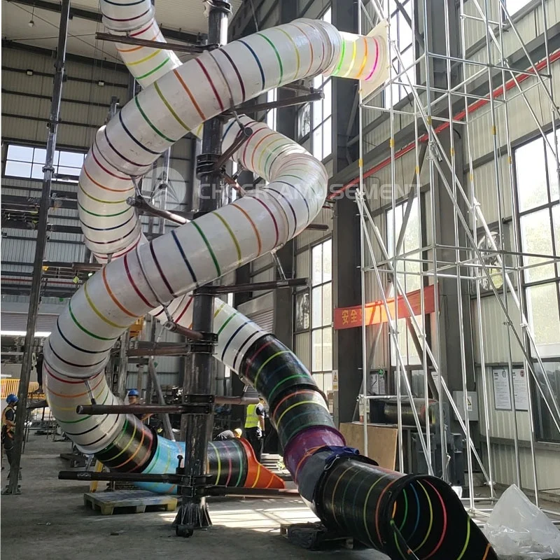 Double Twisted Cyclone Slide Indoor Park Fiberglass Slick Slide City for Children Indoor Playground by Cheer Amusement