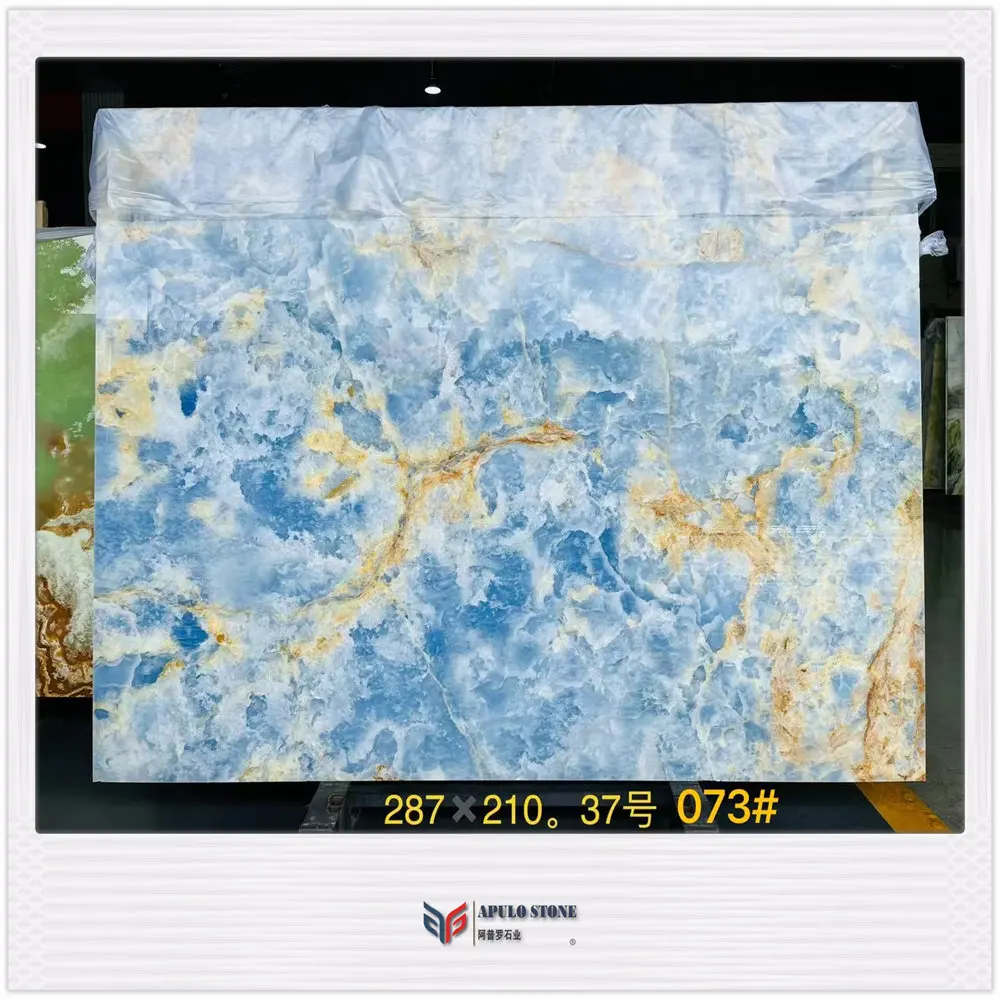 Apulo Hot sale Blue Onyx Marble Price Polished Slab Blue Onyx for Background Wall