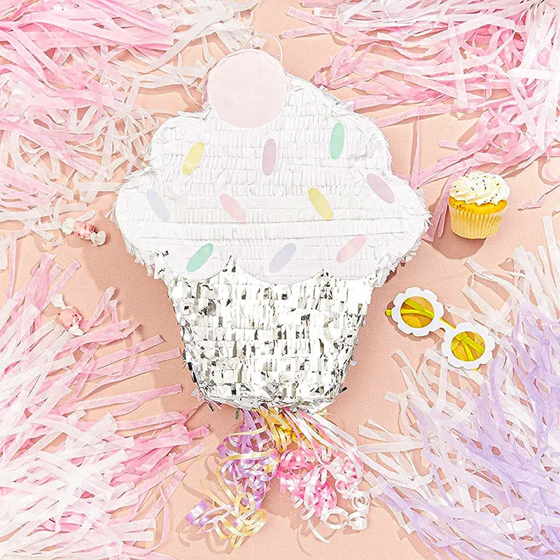 EASTTERN happy birthday cupcake shape pinata funny candy box party decoration hanging decor