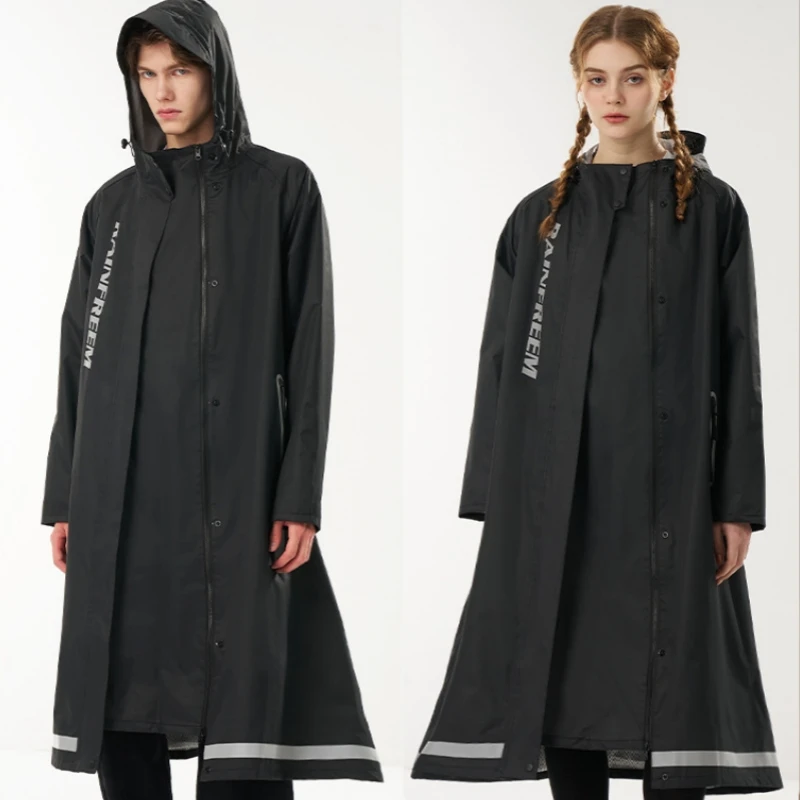 Rainfreem New Arrival Outdoor Wear Raincoats Unisex Long Trench Fashion Raincoat Adult Reflective Rain Coat