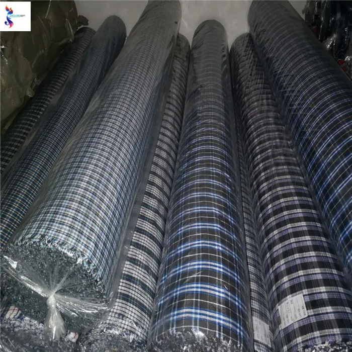 China supplier high quality  TC   yarn dyed shirting check designs  stock lot recycled fabric