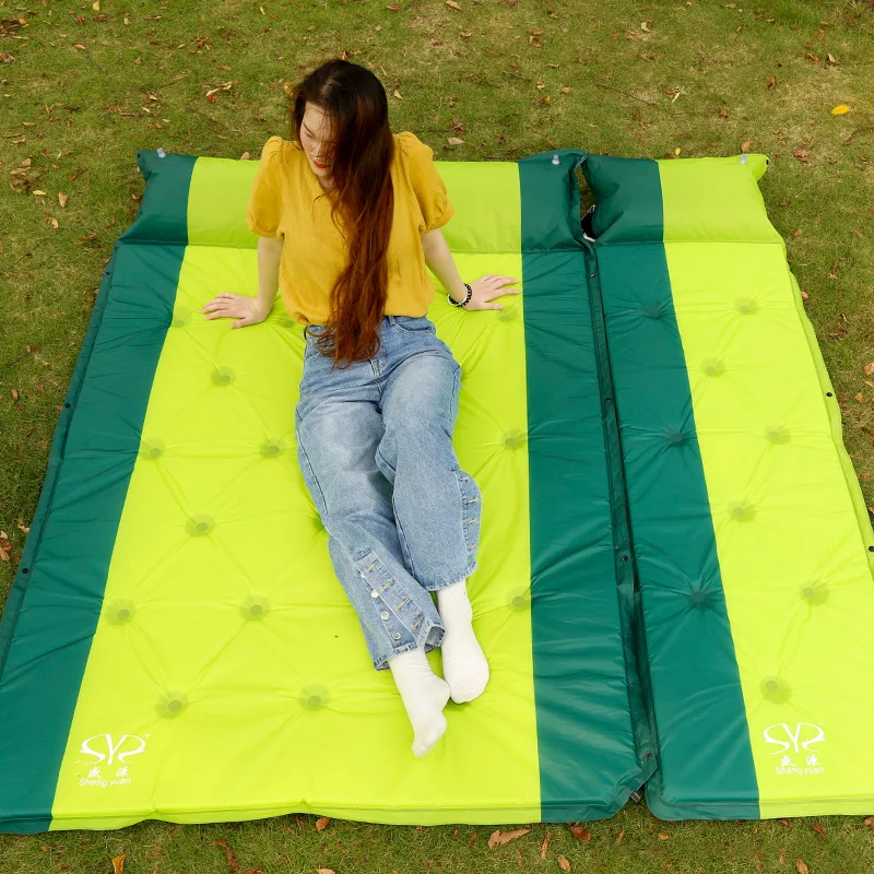 Outdoor Hiking Inflatable Ultra-light Portable Folding Sleeping Pad Soft Double Camping Pad Air Mattress