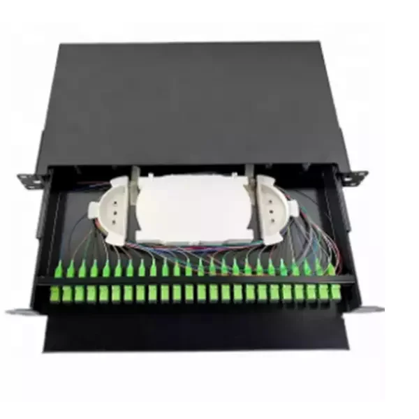 Pull-out ODF FC/SC/LC/ST fiber optic cable terminal box is fully equipped with 12/ 24/ 48/96/144 cores with pigtails