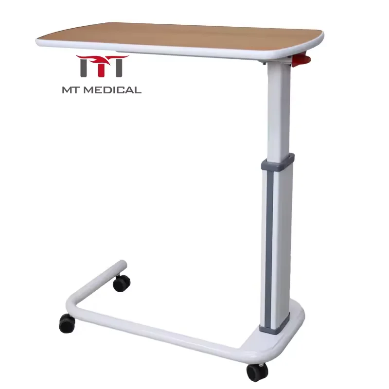 Hospital bed tray movable adjustable height dining overbed manual lifting laptop computer abs overbed table