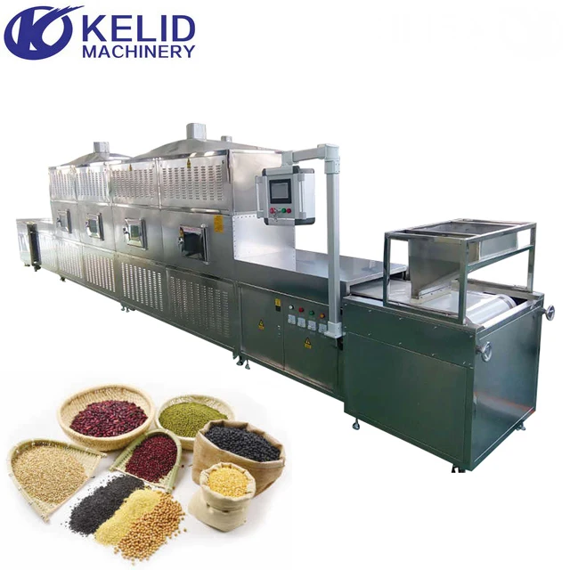 Industrial Tunne Belt Conveyor Microwave Pepper Powder Tea Herbs Leaves Nut Spice Grain Sterilization Dryer Drying  Machine