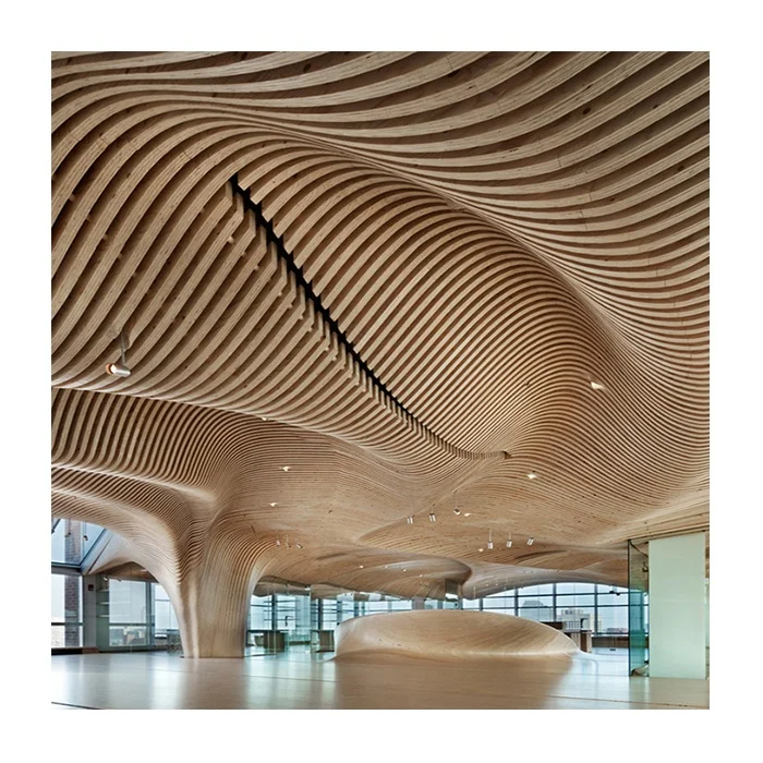 Fireproof 3d Wood Grain Decorative Metal Aluminium Suspended Ceiling For Shopping Mall