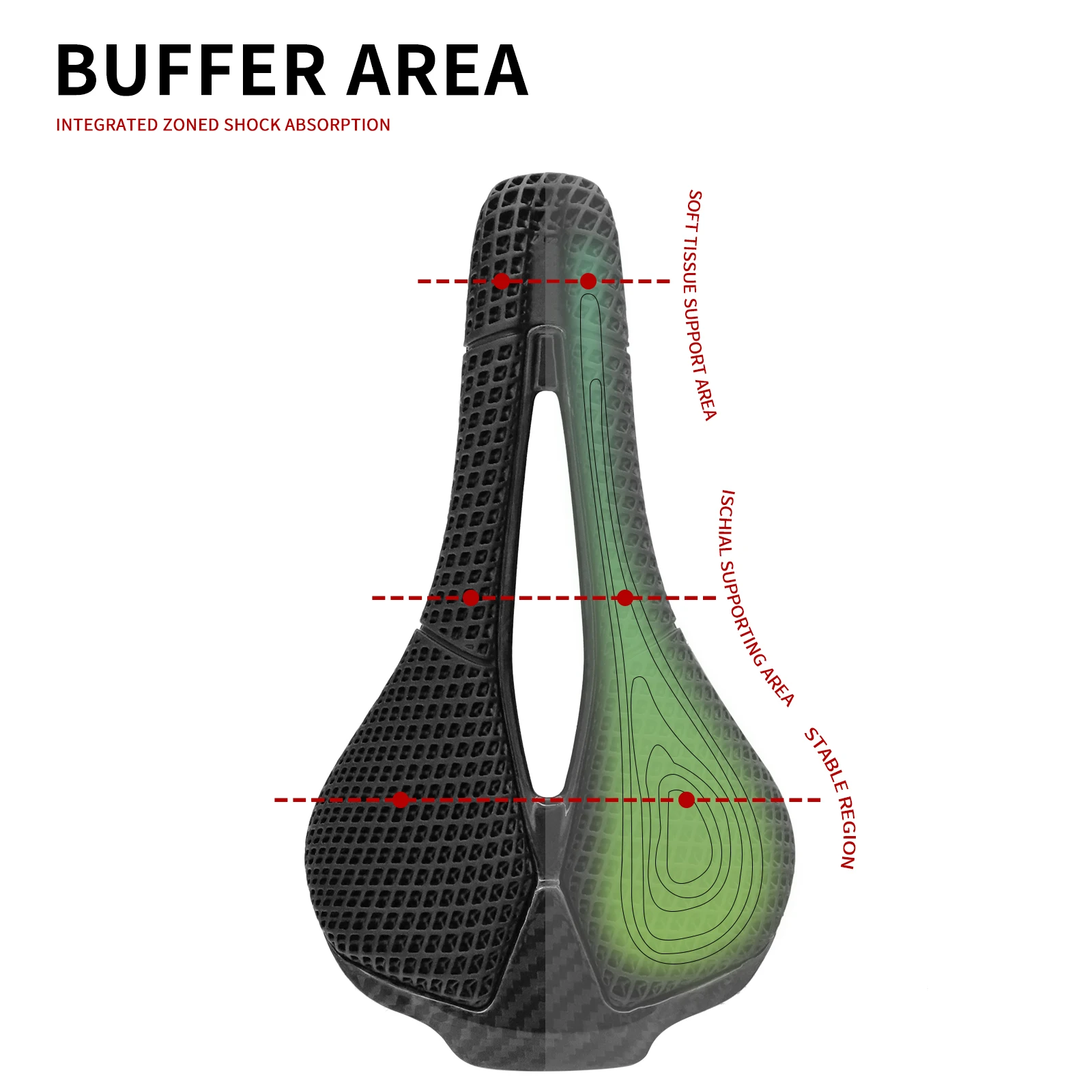 3D Printing Carbon Fiber Bicycle Saddle Ultralight Hollow Seat Comfortable Breathable Honeycomb Cushion for Mountain Road Bikes