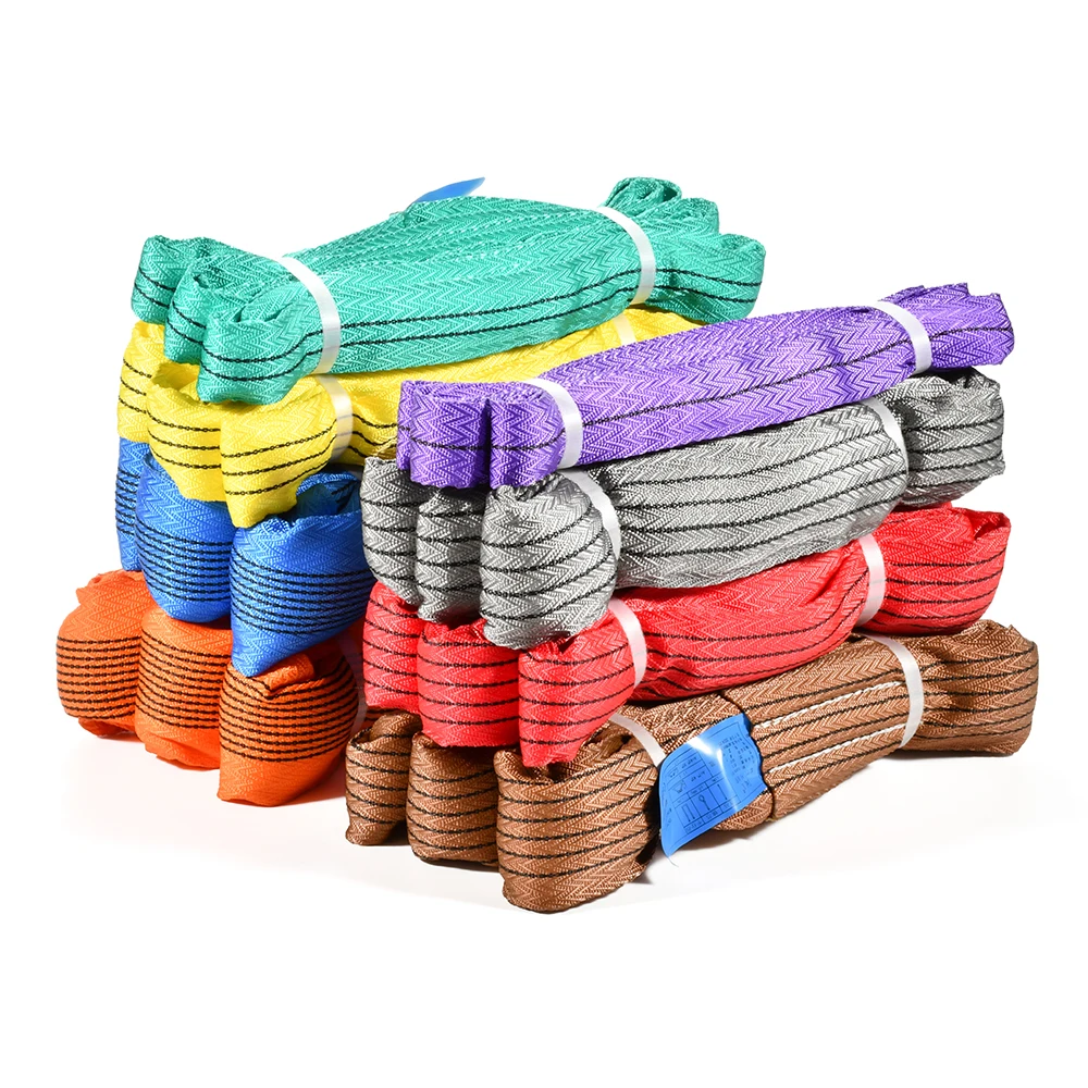 Encrypted Fishbone Weave 1-10T 5:1 7:1 8:1 Oil Proof Abrasive Resistant Synthetic Polyester Round Webbing Slings for Lifting