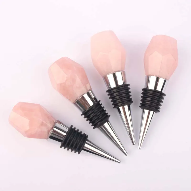 Wholesale cheap natural crystal rose quartz Wine Bottle Openers amethyst wine bottle stopper