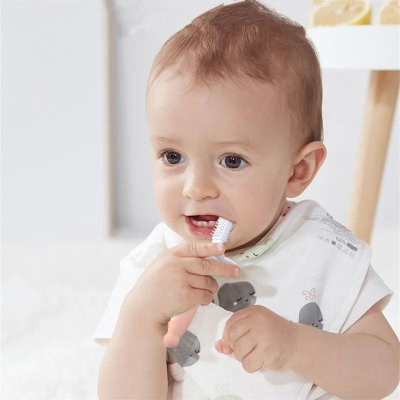 Double sides infant tooth brush BPA free toddler teeth brush with anti choke guard