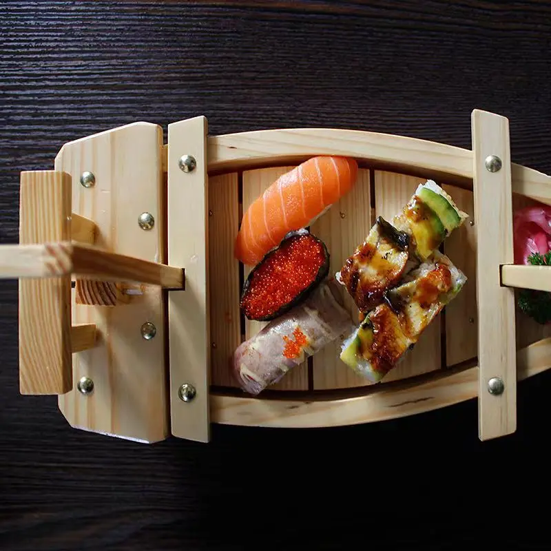 Hot sale popular Wooden Sushi Boat Serving Tray Boat Plate for Restaurant or Home