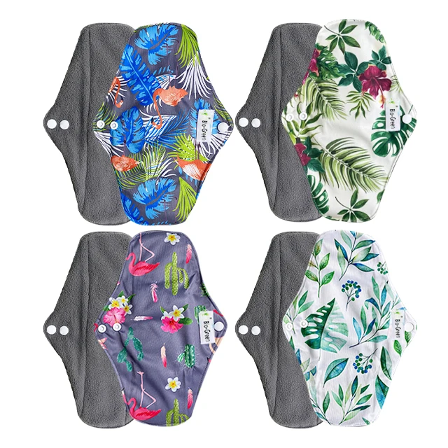 Breathable toallas sanitarias de algodon Print Reusable Bamboo Charcoal Menstrual Pads Period Pads Sanitary Napkin