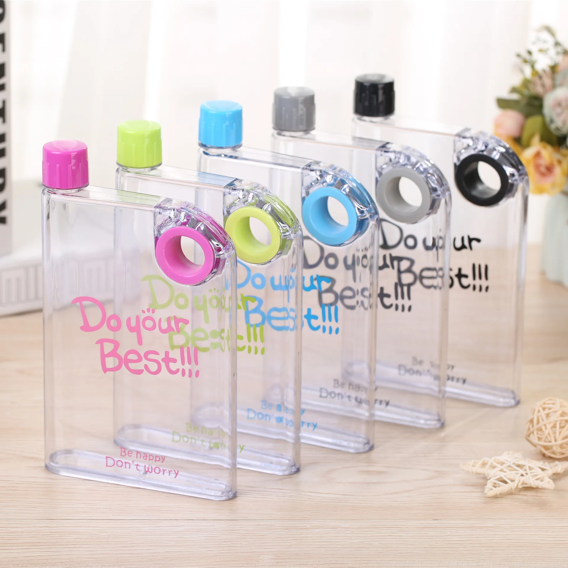 plastic 420ml waterbottle transparent flat